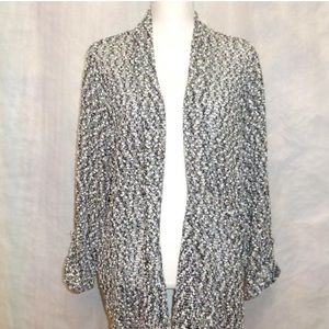 Alfred Dunner Black White Silver Popcorn Sweater